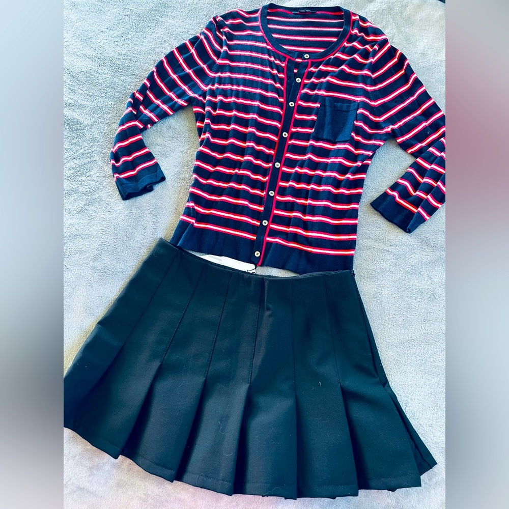 Zara Hilfiger Womens Miu Miu Style Black Skirt Bl… - image 1